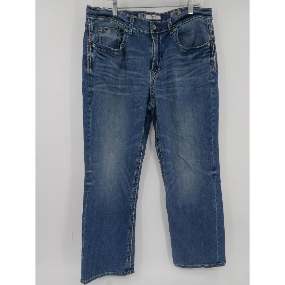 BKE Seth Jeans Blue Straight Leg Stretch Denim Medium Wash Casual Men's 36x31